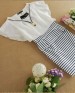 2014 women's stripe office dress ol hip sexy slim short-sleeve chiffon female cotton maxi work dress-White